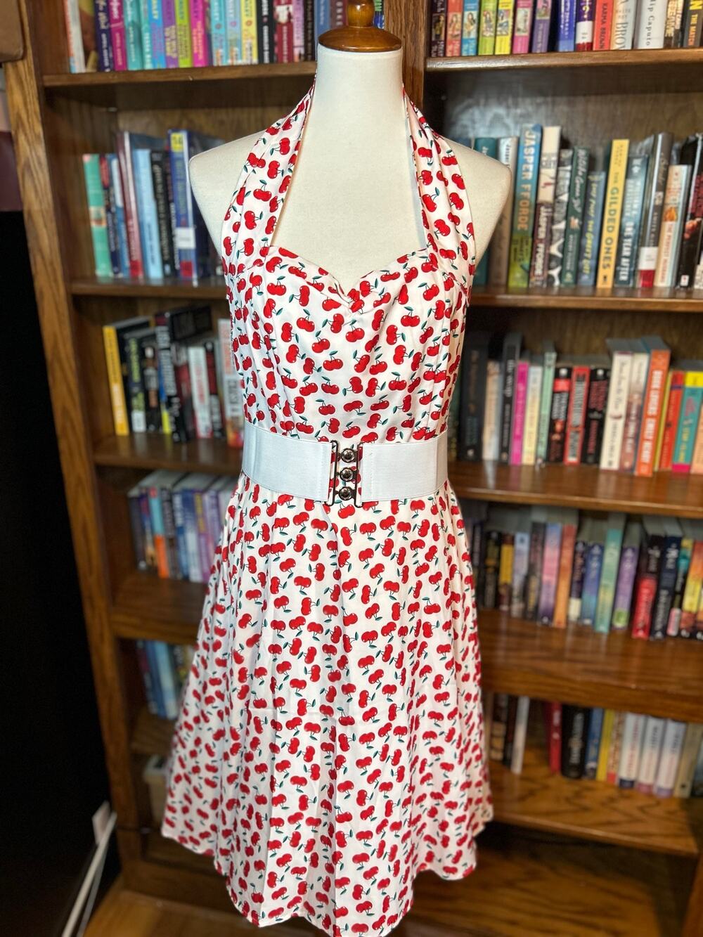 Halter cherry dress vintage style medium